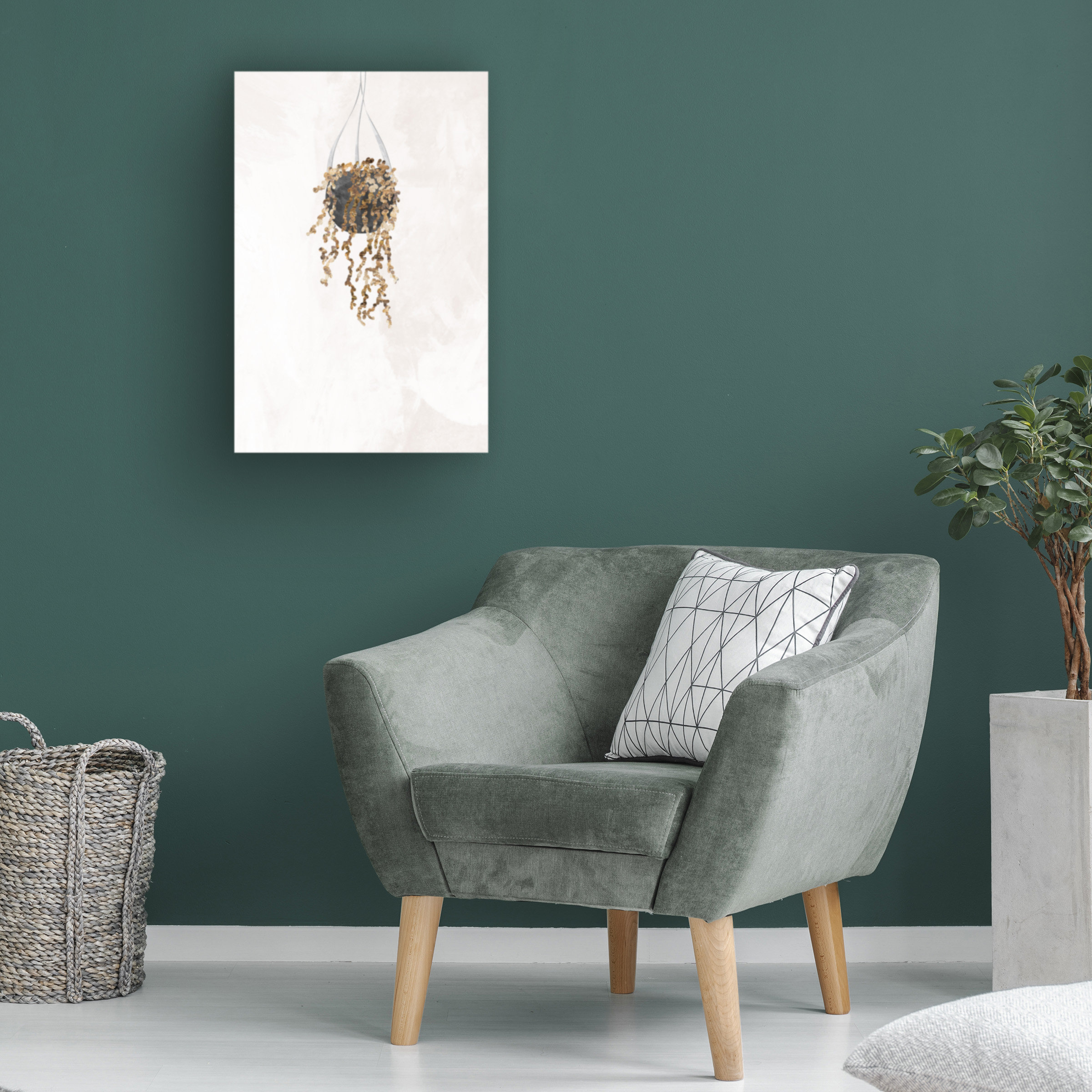 Winston Porter Black And Gold House Plant 2 On Canvas | Wayfair